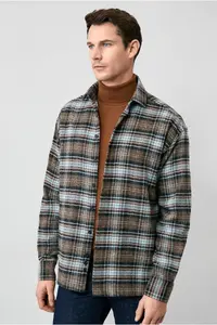 Kiğılı Long Sleeve Oversize Extra Comfortable Fit Plaid Cotton Lumberjack Winter Shirt - Image 4