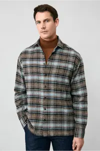 Kiğılı Long Sleeve Oversize Extra Comfortable Fit Plaid Cotton Lumberjack Winter Shirt - Image 6