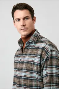 Kiğılı Long Sleeve Oversize Extra Comfortable Fit Plaid Cotton Lumberjack Winter Shirt - Image 7