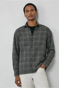 Kiğılı Long Sleeve Oversize Extra Comfortable Fit Plaid Cotton Lumberjack Winter Shirt - Image 4