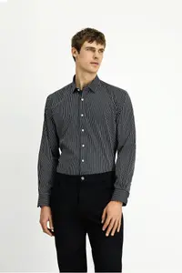 Kiğılı Long Sleeve Regular Fit Striped Cotton Shirt