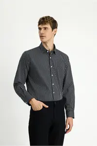 Kiğılı Long Sleeve Regular Fit Striped Cotton Shirt - Image 3