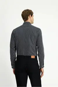 Kiğılı Long Sleeve Regular Fit Striped Cotton Shirt - Image 4