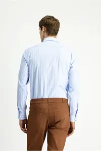Kiğılı Long Sleeve Regular Fit Striped Cotton Shirt - Image 5