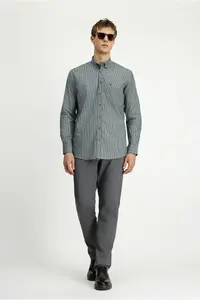Kiğılı Long Sleeve Regular Fit Plaid Button Collar Pocket Cotton Shirt - Image 2