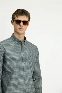 Kiğılı Long Sleeve Regular Fit Plaid Button Collar Pocket Cotton Shirt - Image 3