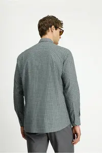 Kiğılı Long Sleeve Regular Fit Plaid Button Collar Pocket Cotton Shirt - Image 6