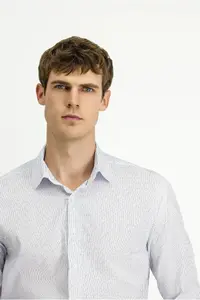 Kiğılı Long Sleeve Slim Fit Slim Fit Classic Striped Cotton Shirt - Image 3