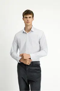 Kiğılı Long Sleeve Slim Fit Slim Fit Classic Striped Cotton Shirt - Image 4