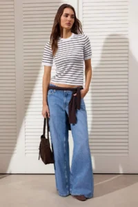 TRENDYOLMİLLA Bonnet Striped Basic Viscose Blended Knitwear Thin Blouse - Image 2