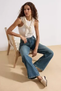 TRENDYOLMİLLA Mavi Soluk Efekt Vintage High Waist Wide Leg Wide Leg 100% Cotton Non-Stretch jeans - Image 5