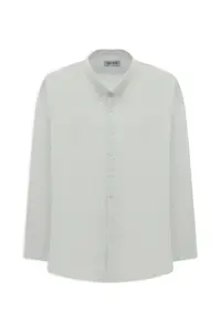 Kiğılı Long Sleeve Slim Fit Button Collar Cotton Easy-Iron Shirt