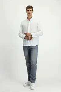 Kiğılı Long Sleeve Regular Fit Oxford Button Collar Cotton Shirt - Image 2