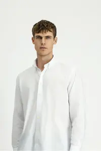 Kiğılı Long Sleeve Regular Fit Oxford Button Collar Cotton Shirt - Image 4