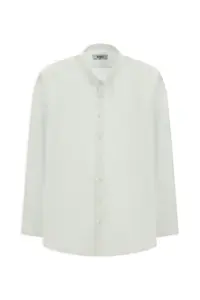 Kiğılı Long Sleeve Regular Fit Oxford Button Collar Cotton Shirt - Image 7