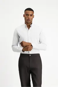Kiğılı Long Sleeve Slim Fit Slim Fit Patterned Classic Cotton Shirt