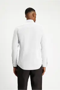 Kiğılı Long Sleeve Slim Fit Slim Fit Patterned Classic Cotton Shirt - Image 4