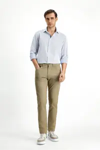 Kiğılı Long Sleeve Slim Fit Slim Fit Classic Patterned Cotton Shirt - Image 2