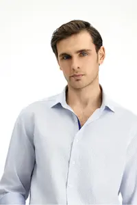 Kiğılı Long Sleeve Slim Fit Slim Fit Classic Patterned Cotton Shirt - Image 3