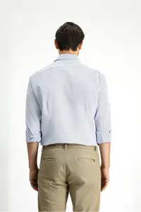 Kiğılı Long Sleeve Slim Fit Slim Fit Classic Patterned Cotton Shirt - Image 4