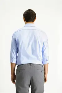 Kiğılı Long Sleeve Slim Fit Slim Fit Classic Patterned Cotton Shirt - Image 4