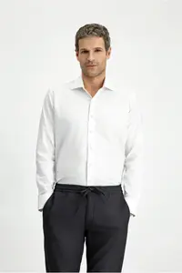 Kiğılı Long Sleeve Slim Fit Slim Fit Classic Patterned Cotton Shirt