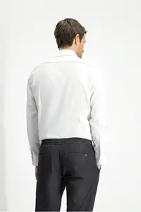 Kiğılı Long Sleeve Slim Fit Slim Fit Classic Patterned Cotton Shirt - Image 5