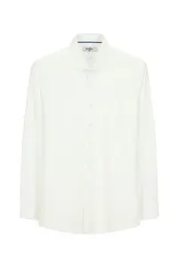 Kiğılı Long Sleeve Slim Fit Slim Fit Classic Patterned Cotton Shirt - Image 7