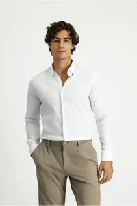 Kiğılı Techno-Line Long Sleeve Slim Fit Slim Fit Cotton Patterned Shirt - Image 3