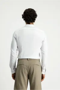Kiğılı Techno-Line Long Sleeve Slim Fit Slim Fit Cotton Patterned Shirt - Image 4