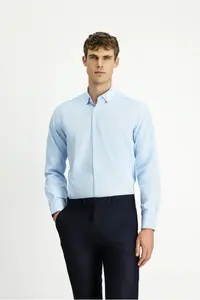Kiğılı Long Sleeve Regular Fit Patterned Cotton Button Collar Oxford Shirt