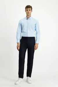 Kiğılı Long Sleeve Regular Fit Patterned Cotton Button Collar Oxford Shirt - Image 2
