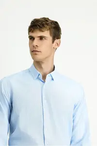 Kiğılı Long Sleeve Regular Fit Patterned Cotton Button Collar Oxford Shirt - Image 3
