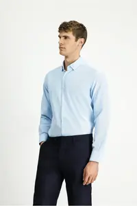 Kiğılı Long Sleeve Regular Fit Patterned Cotton Button Collar Oxford Shirt - Image 4