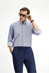 Kiğılı Long Sleeve Classical Patterned Cotton Shirt