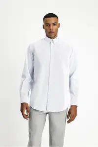Kiğılı Long Sleeve Regular Fit Non Iron Dobby Cotton Shirt - Image 4
