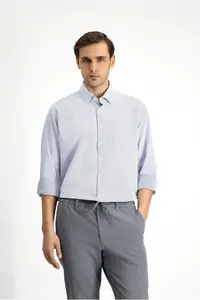 Kiğılı Long Sleeve Classic Patterned Cotton Easy-Iron Shirt