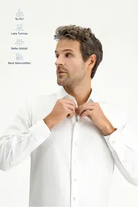 Kiğılı Long Sleeve Classic Nano Care Water Repellent Stain Resistant 4 Season Cotton Shirt