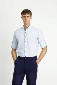 Kiğılı Long Sleeve Regular Fit Button Collar Cotton Shirt