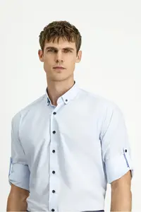 Kiğılı Long Sleeve Regular Fit Button Collar Cotton Shirt - Image 3