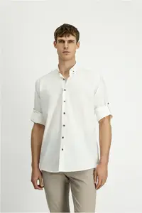 Kiğılı Long Sleeve Regular Fit Button Collar Cotton Shirt