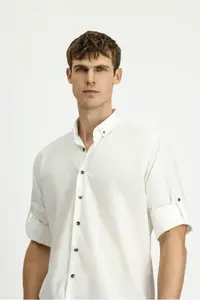 Kiğılı Long Sleeve Regular Fit Button Collar Cotton Shirt - Image 3