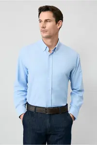 Kiğılı Long Sleeve Regular Fit Button Collar Cotton Easy-Iron Oxford 4 Season Shirt - Image 2