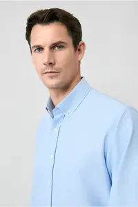 Kiğılı Long Sleeve Regular Fit Button Collar Cotton Easy-Iron Oxford 4 Season Shirt - Image 4