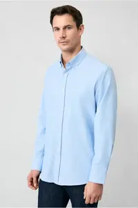 Kiğılı Long Sleeve Regular Fit Button Collar Cotton Easy-Iron Oxford 4 Season Shirt - Image 6