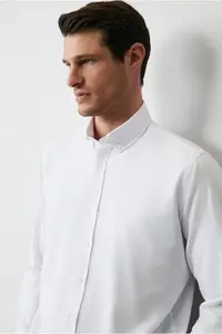 Kiğılı Long Sleeve Regular Fit Button Collar Cotton Easy-Iron Oxford 4 Season Shirt - Image 5