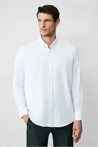 Kiğılı Long Sleeve Regular Fit Button Collar Cotton Easy-Iron Oxford 4 Season Shirt - Image 6