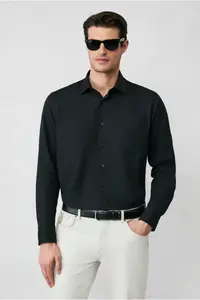 Kiğılı Long Sleeve Regular Fit Classic Collar Cotton Easy to Iron Pocket Oxford 4 Season Shirt