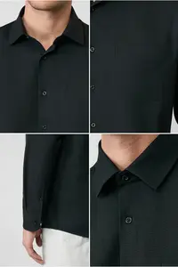 Kiğılı Long Sleeve Regular Fit Classic Collar Cotton Easy to Iron Pocket Oxford 4 Season Shirt - Image 3