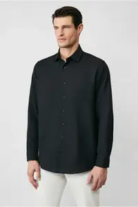 Kiğılı Long Sleeve Regular Fit Classic Collar Cotton Easy to Iron Pocket Oxford 4 Season Shirt - Image 6